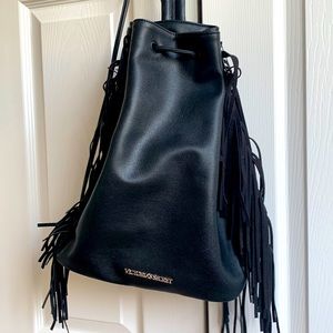 Victorias Secret Faux Leather Drawstring Bag